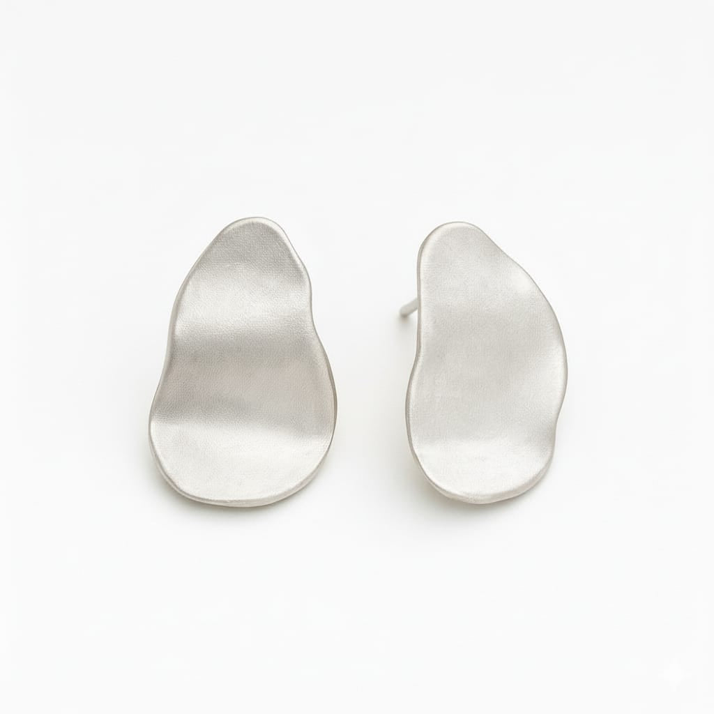 Brinco de prata onda orgânico