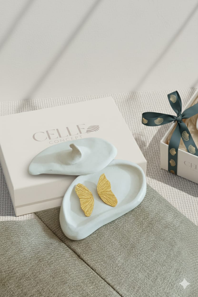 Brinco asa em banho de ouro rosé 18k